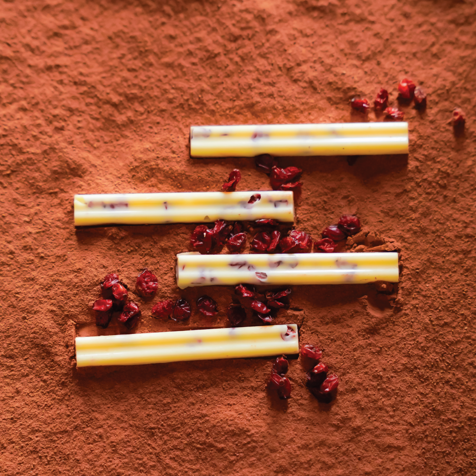 White Chocolate Pattons with Dried Pomegranate